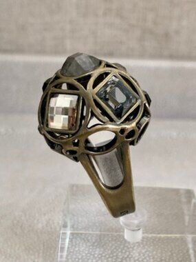 Dyrberg/Kern Eleganzia Swarovski crystal and Smoky Quartz ring